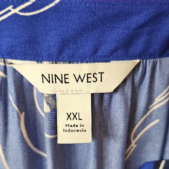 Nine West NWT Blue/Black Graphic Relaxed Blouse Size XXLarge - Picture 4 of 8